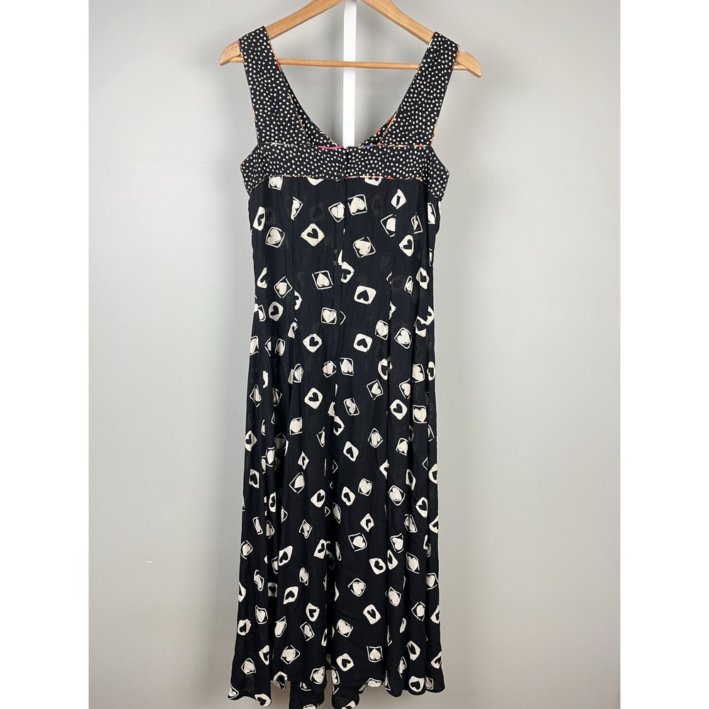 Vintage 90s Carole Little Dress Womens 6 Black White Heart Print Sleeveless - Picture 7 of 9